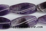 CTW102  15.5 inches 15*30mm twisted rectangle amethyst beads