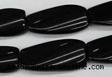 CTW108 15.5 inches 15*30mm twisted rectangle black agate beads