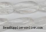 CTW110 15.5 inches 15*30mm twisted rectangle white crystal beads