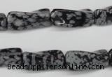 CTW122 15.5 inches 10*20mm twisted trihedron snowflake obsidian beads