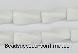 CTW127 15.5 inches 9*20mm twisted trihedron white agate beads