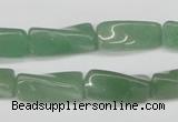 CTW129 15.5 inches 9*20mm twisted trihedron green aventurine beads