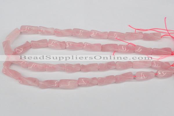 CTW133 15.5 inches 9*20mm twisted trihedron rose quartz beads