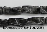 CTW135 15.5 inches 9*20mm twisted trihedron black labradorite beads