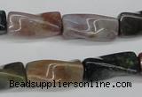 CTW136 15.5 inches 9*20mm twisted trihedron Indian agate beads