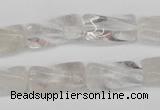 CTW137 15.5 inches 9*20mm twisted trihedron white crystal beads