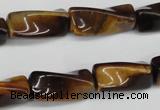 CTW140 15.5 inches 9*20mm twisted trihedron yellow tiger eye beads