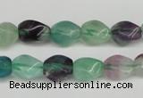 CTW147 15.5 inches 8*11mm twisted rice fluorite gemstone beads