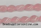 CTW148 15.5 inches 8*11mm twisted rice rose quartz beads