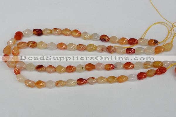 CTW150 15.5 inches 8*11mm twisted rice agate gemstone beads