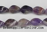 CTW154 15.5 inches 8*15mm twisted rice amethyst gemstone beads