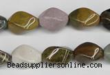 CTW159 15.5 inches 10*15mm twisted rice ocean agate gemstone beads