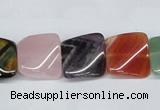 CTW164 15.5 inches 15*15mm twisted square mixed gemstone beads