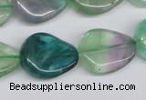 CTW167 15.5 inches 18*22mm twisted teardrop fluorite gemstone beads