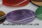 CTW168 15.5 inches 22*40mm twisted oval mixed gemstone beads