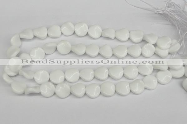 CTW18 15.5 inches 16mm twisted coin white agate beads wholesale