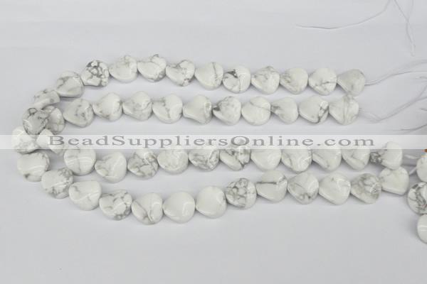 CTW19 15.5 inches 16mm twisted coin white howlite turquoise beads