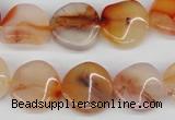 CTW21 15.5 inches 16mm twisted coin agate gemstone beads wholesale