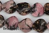 CTW24 15.5 inches 16mm twisted coin rhodonite beads wholesale