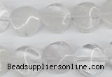 CTW29 15.5 inches 16mm twisted coin white crystal beads wholesale