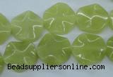 CTW300 15.5 inches 16mm wavy coin olive jade gemstone beads