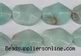 CTW301 15.5 inches 15*20mm wavy oval amazonite gemstone beads