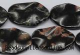 CTW304 15.5 inches 18*25mm wavy oval red & green dalmation jasper beads