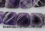 CTW351 15.5 inches 16*16mm twisted square dogtooth amethyst beads