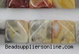 CTW358 15.5 inches 16*16mm twisted square crazy lace agate beads