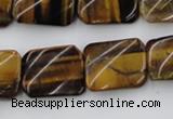 CTW380 15.5 inches 15*20mm twisted rectangle yellow tiger eye beads