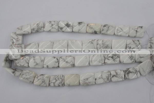 CTW383 15.5 inches 15*20mm twisted rectangle white howlite beads