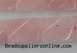 CTW391 15.5 inches 18*25mm twisted rectangle rose quartz beads