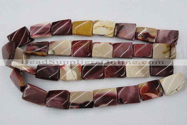 CTW393 15.5 inches 18*25mm twisted rectangle mookaite gemstone beads