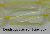 CTW455 20*38mm faceted & twisted rectangle lemon quartz beads