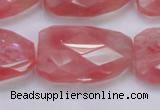 CTW501 15.5 inches 20*30mm faceted & twisted synthetic quartz beads