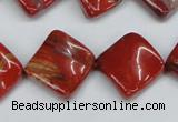 CTW52 15.5 inches 15*15mm twisted diamond red jasper beads