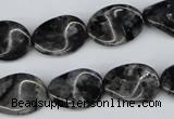 CTW64 15.5 inches 13*18mm twisted oval black labradorite beads