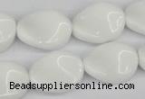 CTW76 15.5 inches 15*20mm twisted oval white agate gemstone beads