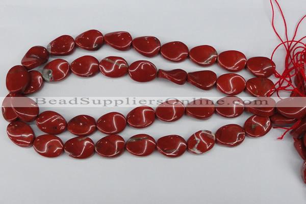 CTW85 15.5 inches 15*20mm twisted oval red jasper gemstone beads