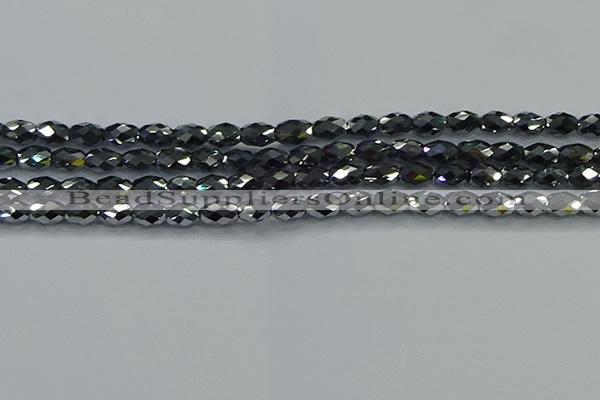 CTZ647 15.5 inches 6*9mm faceted rice terahertz beads wholesale