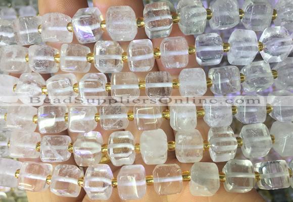 CUBS22 15 inches 8*8mm faceted cube white crystal gemstone beads