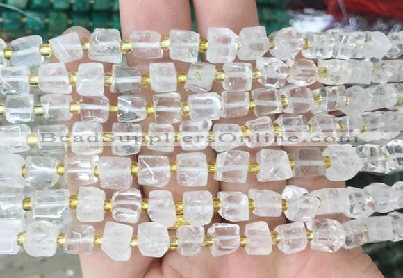 CUBS35 15 inches 6 - 7mm cube white crystal gemstone beads wholesale