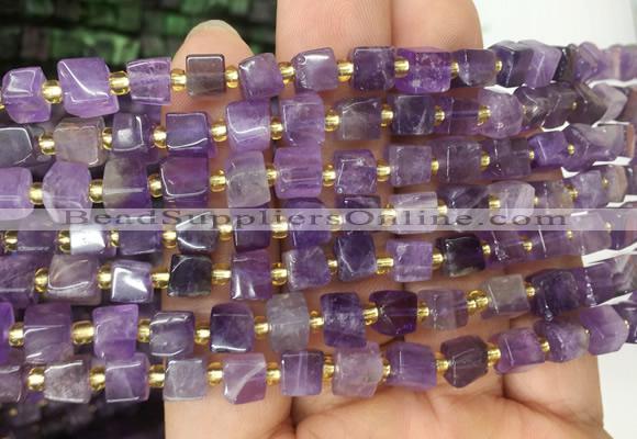 CUBS41 15 inches 6 - 7mm cube amethyst gemstone beads wholesale