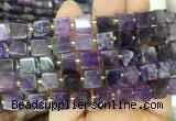 CUBS43 15 inches 8 - 9mm cube amethyst gemstone beads wholesale