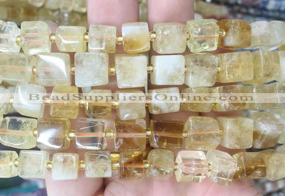 CUBS49 15 inches 8 - 9mm cube citrine gemstone beads wholesale