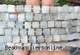 CUBS54 15 inches 7 - 8mm cube aquamarine gemstone beads wholesale