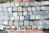 CUBS55 15 inches 8 - 9mm cube aquamarine gemstone beads wholesale