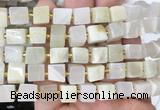 CUBS73 15 inches 8 - 9mm cube white moonstone gemstone beads wholesale