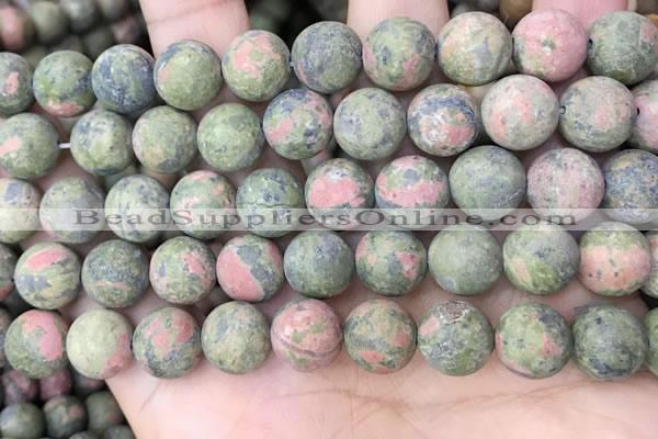 CUG193 15.5 inches 10mm round matte unakite beads wholesale