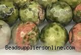 CUG195 15 inches 6mm faceted round unakite beads wholesale